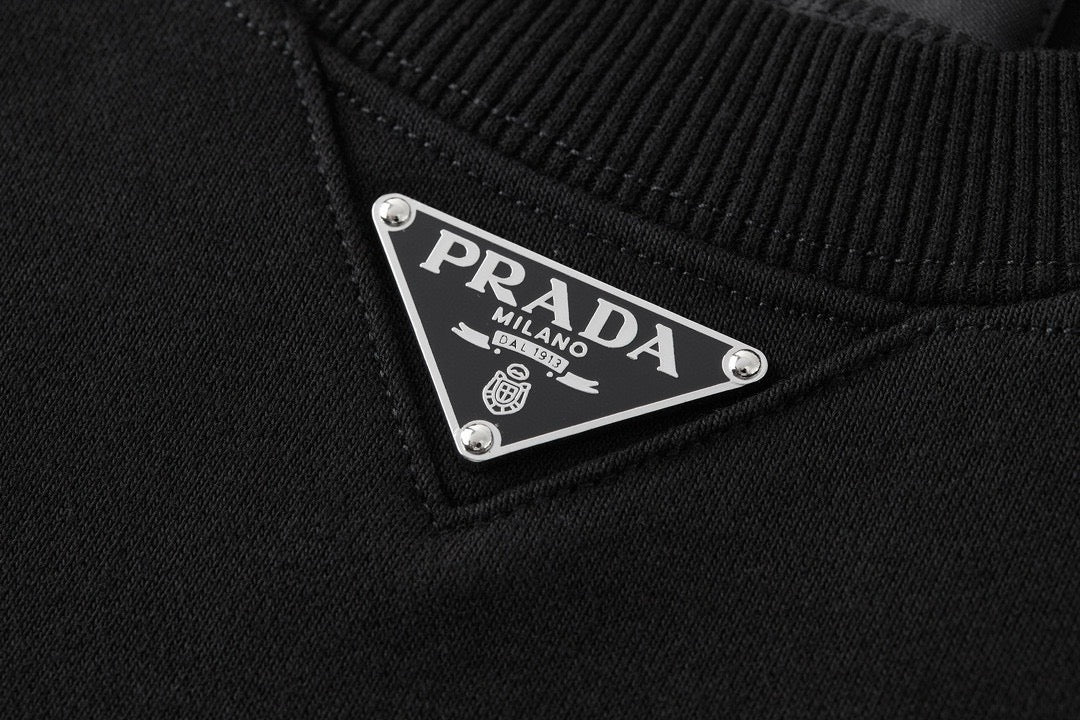 Grey Cotton Small Logo Crewneck - Men's