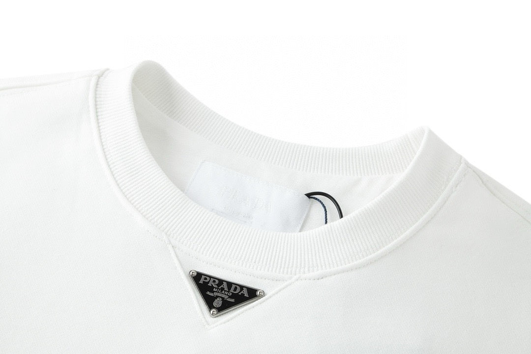 Grey Cotton Small Logo Crewneck - Men's