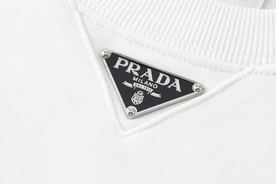 Grey Cotton Small Logo Crewneck - Men's