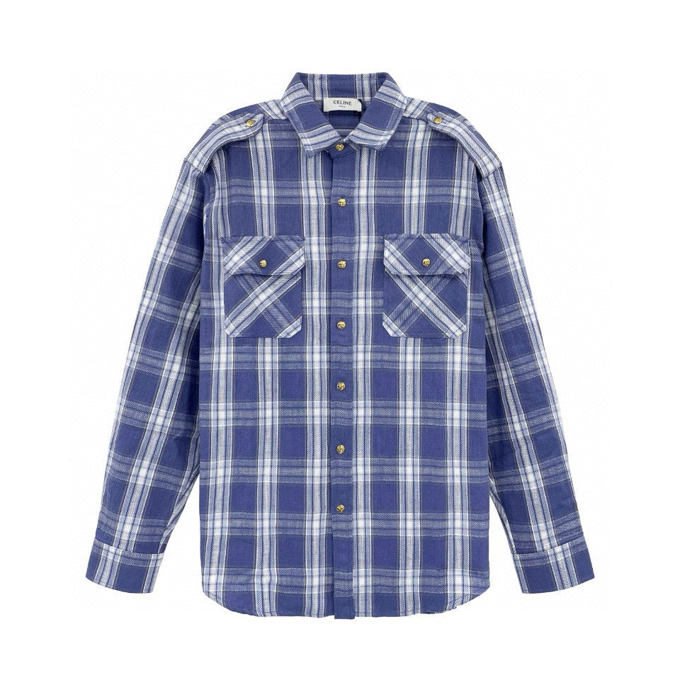 Blue Flannel Check Overshirt - Women's