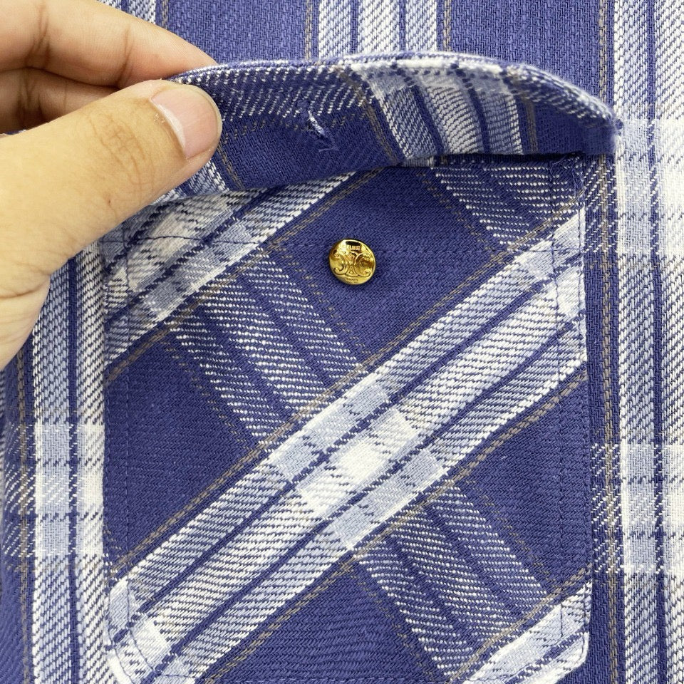 Blue Flannel Check Overshirt - Women's