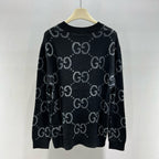 Black Jacquard Monogram Crewneck - Men's