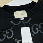 Black Jacquard Monogram Crewneck - Men's