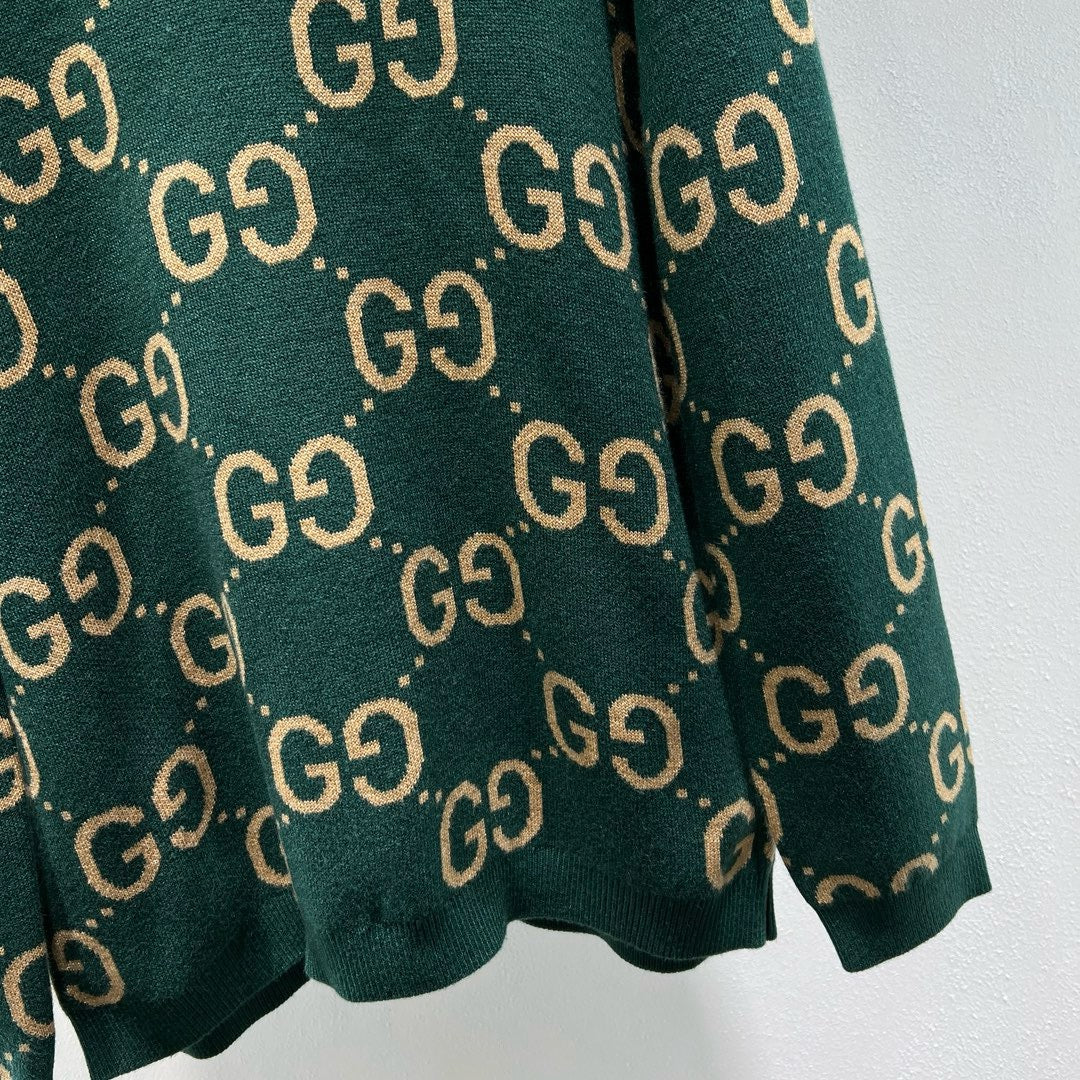 Green Jacquard Monogram Crewneck - Men's