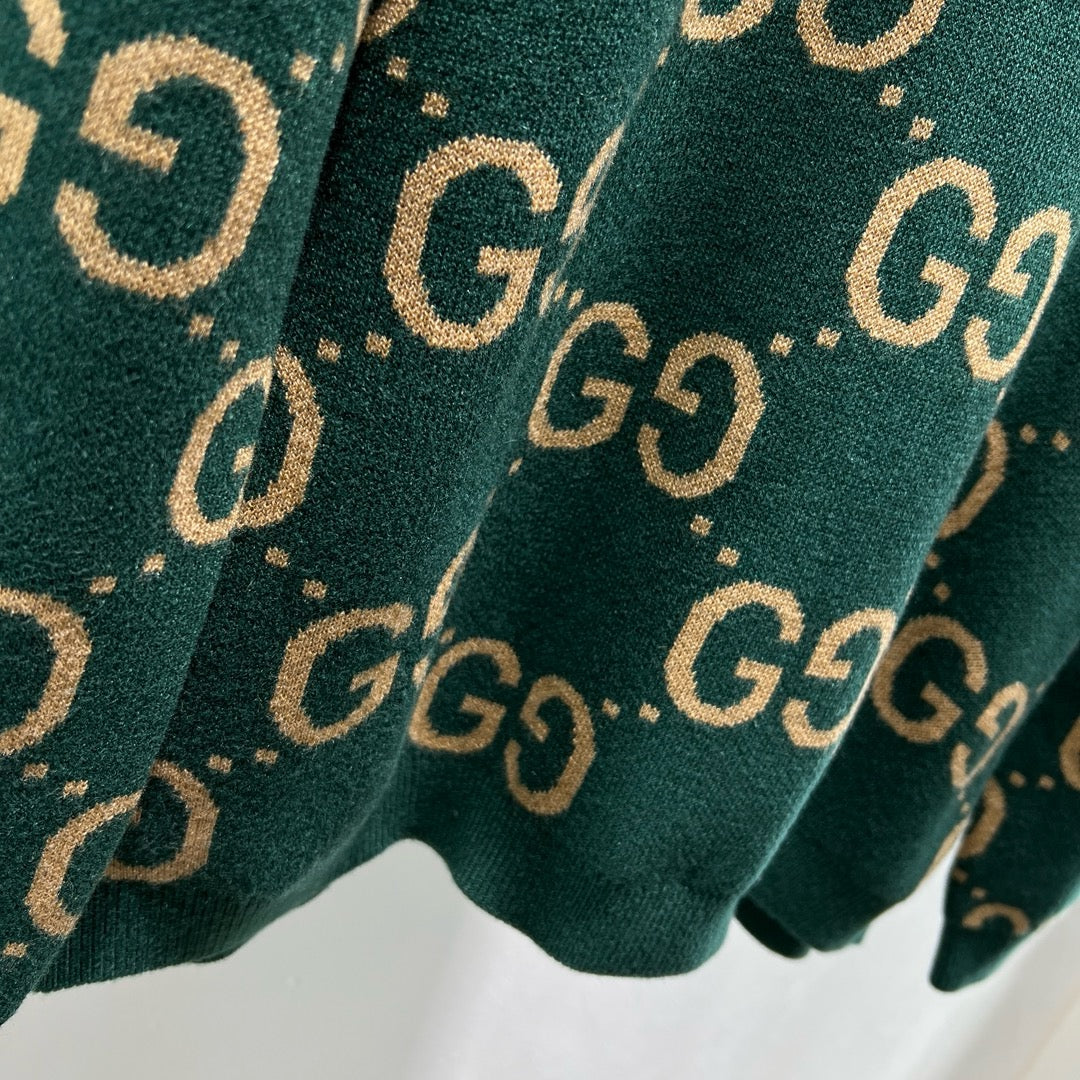 Green Jacquard Monogram Crewneck - Men's