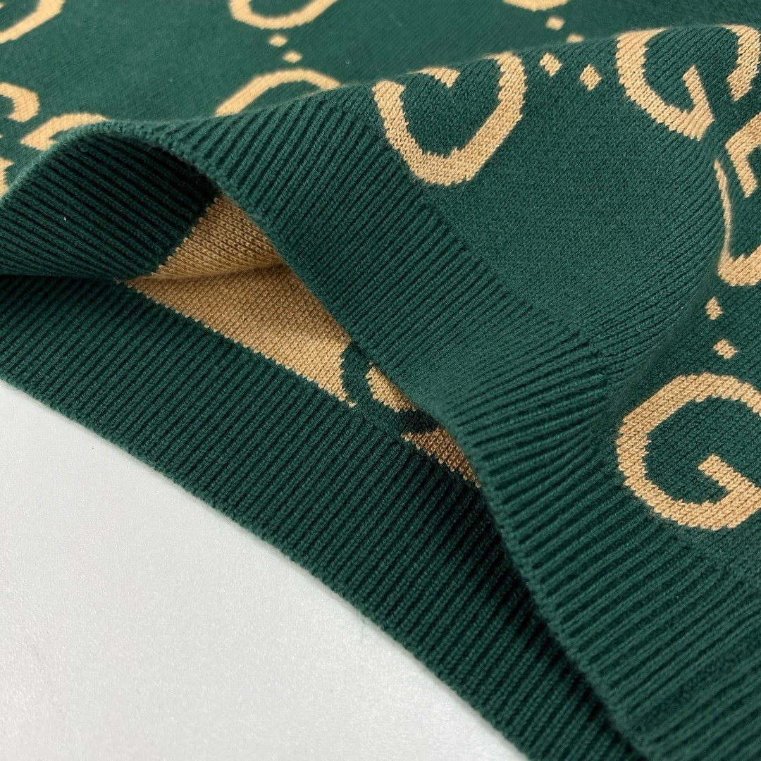 Green Jacquard Monogram Crewneck - Men's