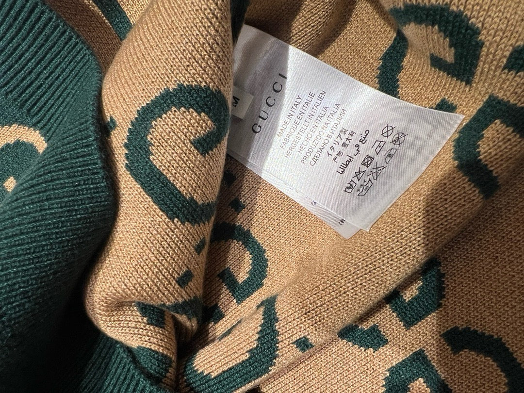 Green Jacquard Monogram Crewneck - Men's