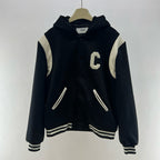 Black Wool Hooded Varsity - Men's