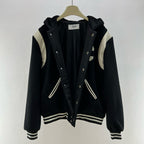 Black Wool Hooded Varsity - Men's