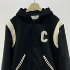 Black Wool Hooded Varsity - Men's