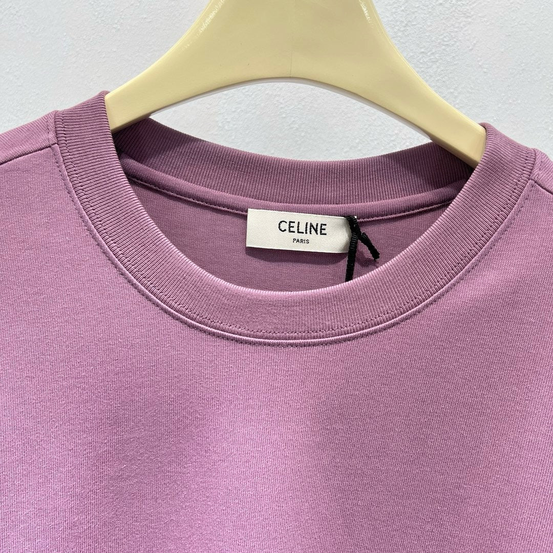 Pink Cotton Plain Crewneck - Men's
