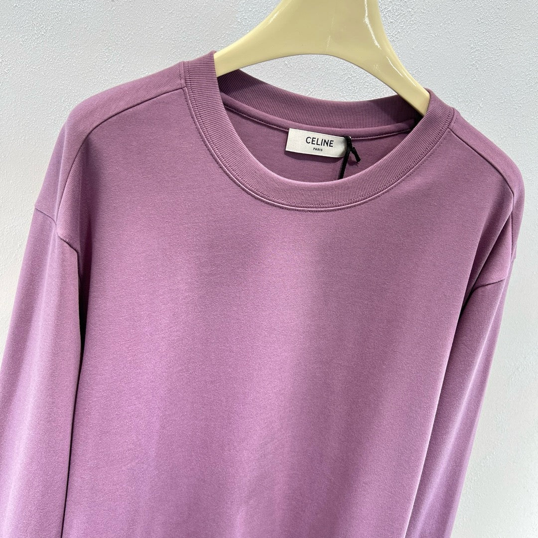 Pink Cotton Plain Crewneck - Men's