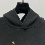 Grey Cotton Washed Print Pullover - Men's