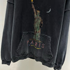 Grey Cotton Washed Print Pullover - Men's