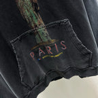 Grey Cotton Washed Print Pullover - Men's