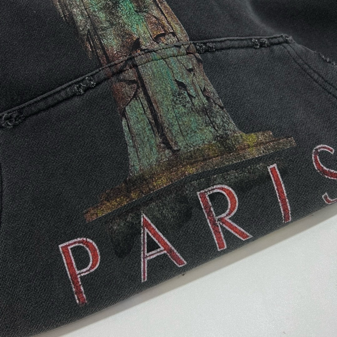 Grey Cotton Washed Print Pullover - Men's