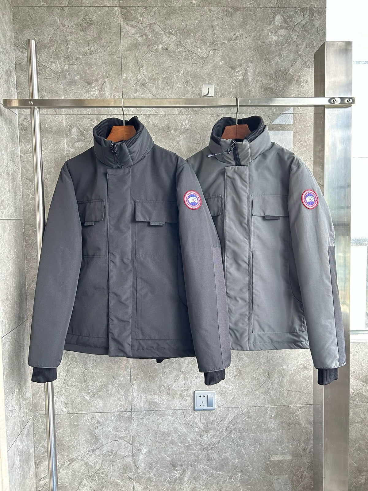 Grey Nylon Down Parka - Men's
