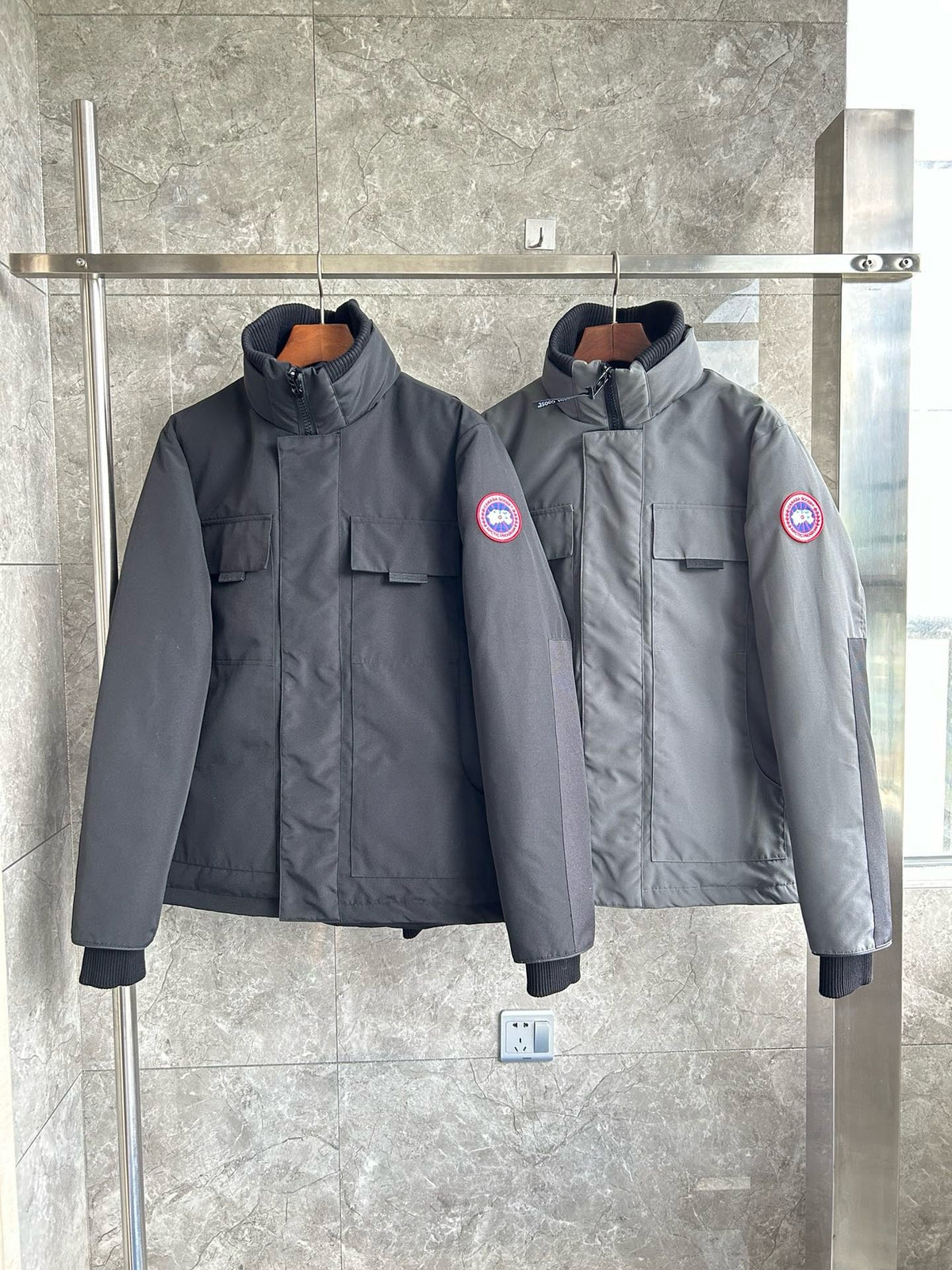 Grey Nylon Down Parka - Men's
