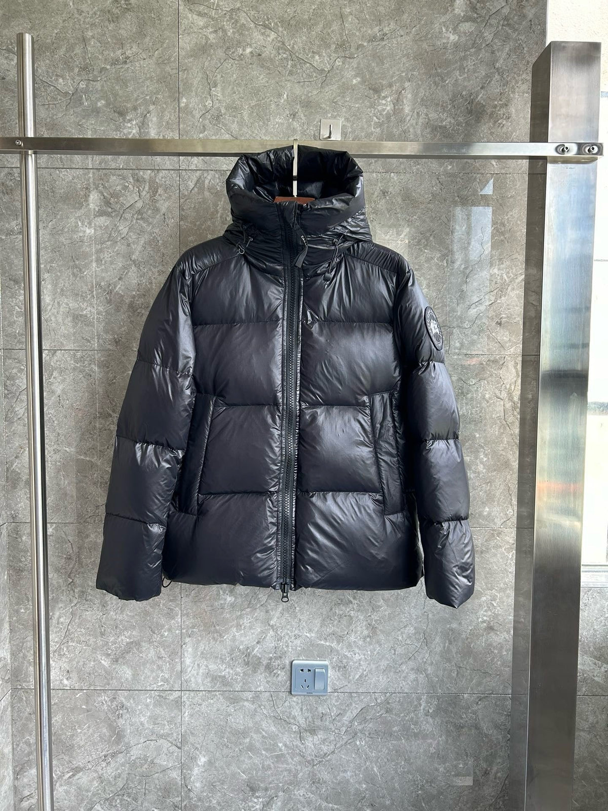 Black and Grey Puffer Jacket - Men's