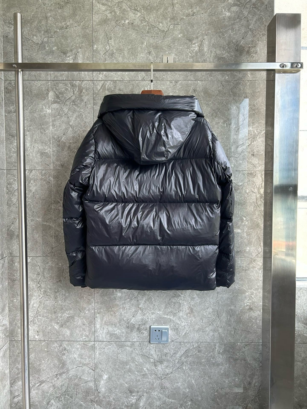 Black and Grey Puffer Jacket - Men's