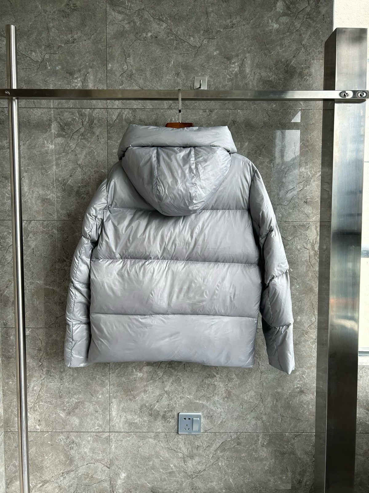 Black and Grey Puffer Jacket - Men's