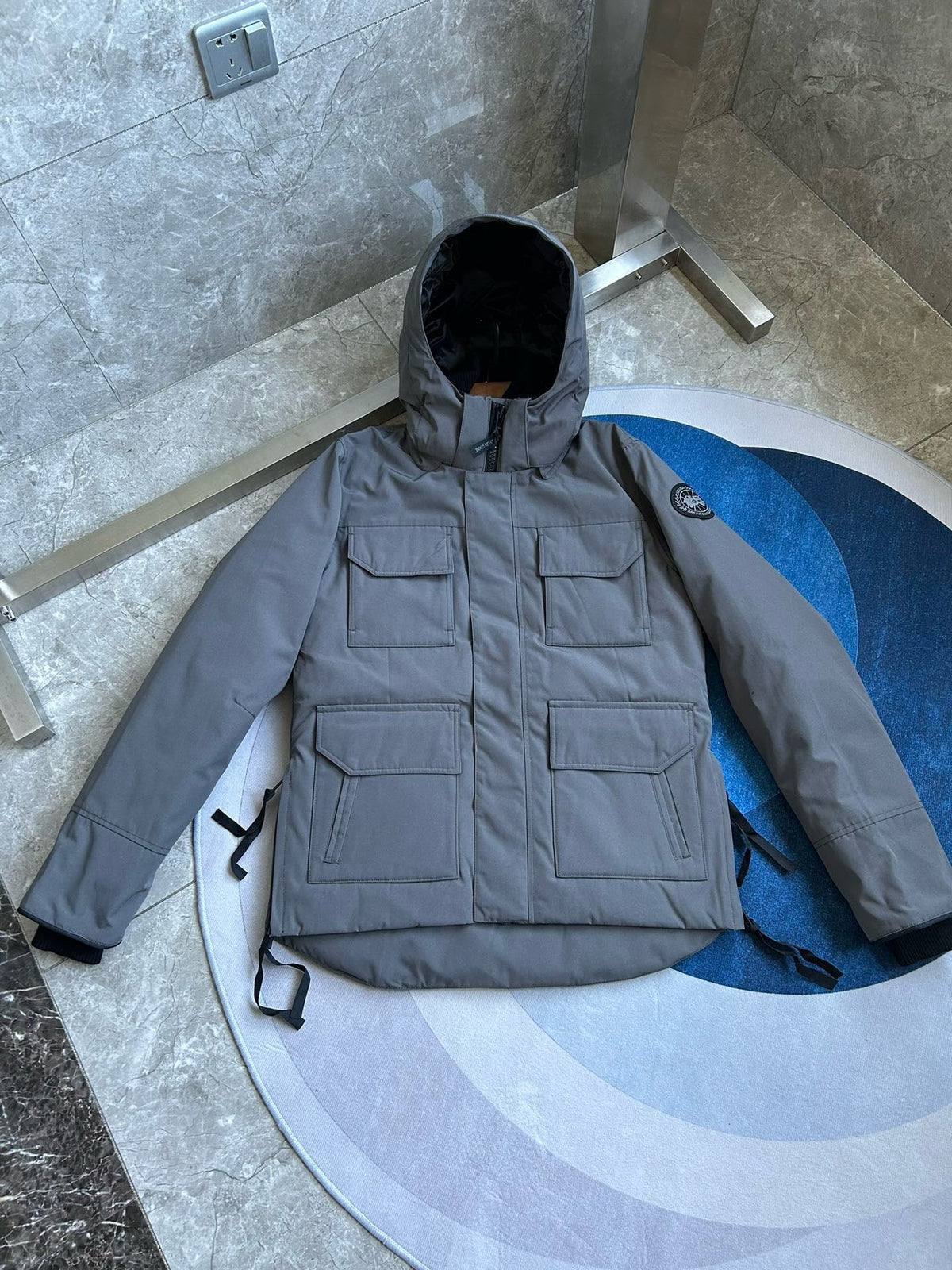 Black and White Puffer Jacket - Men's