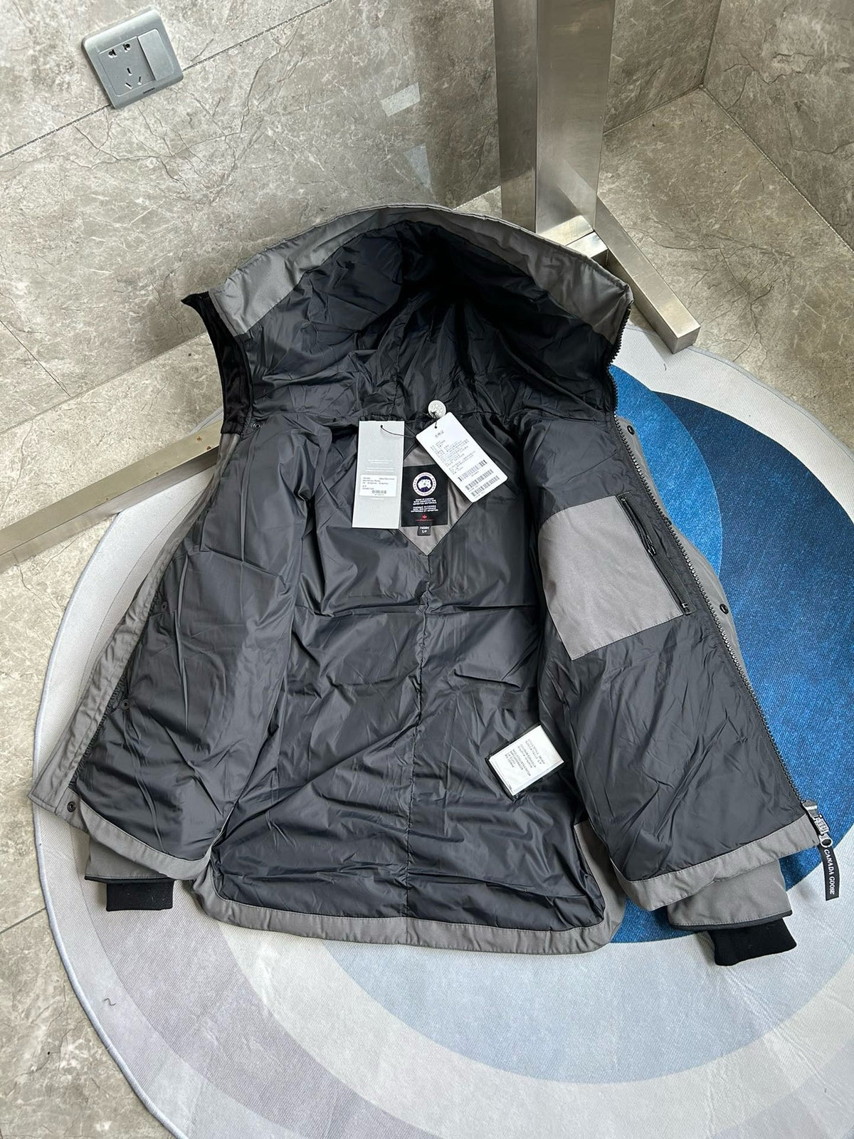 Black and White Puffer Jacket - Men's