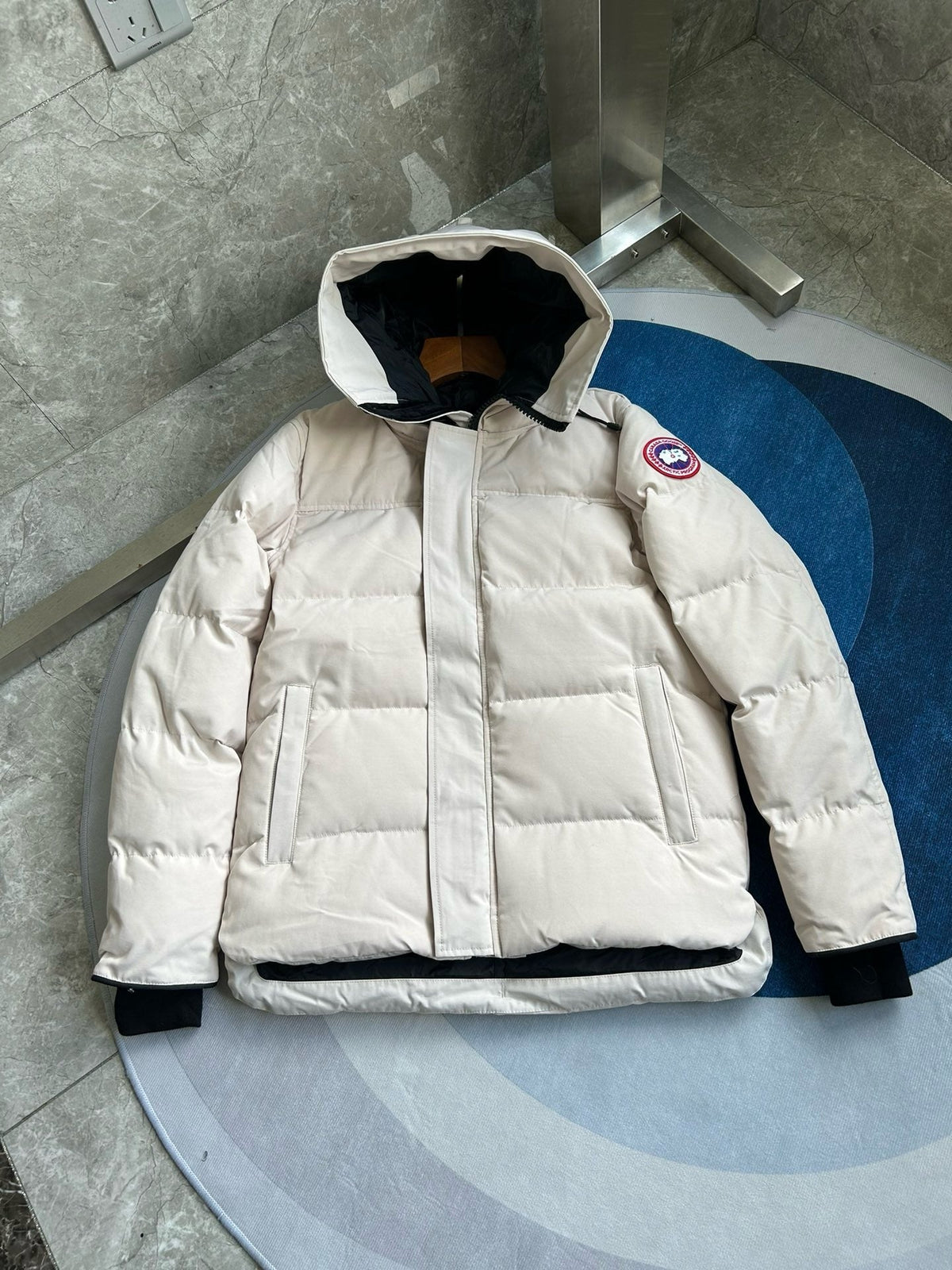 Black and White Puffer Jacket - Men's