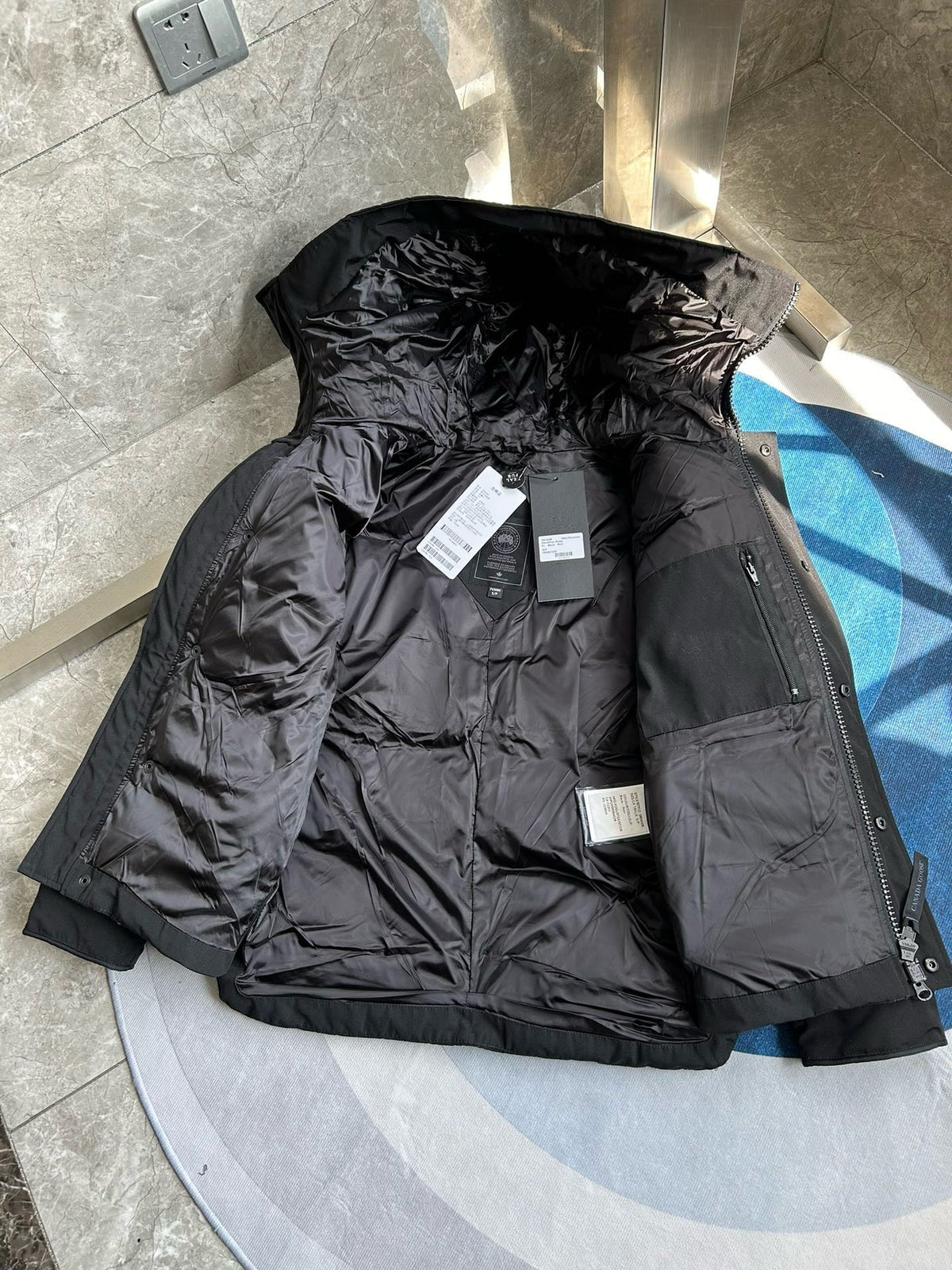 Black and White Puffer Jacket - Men's