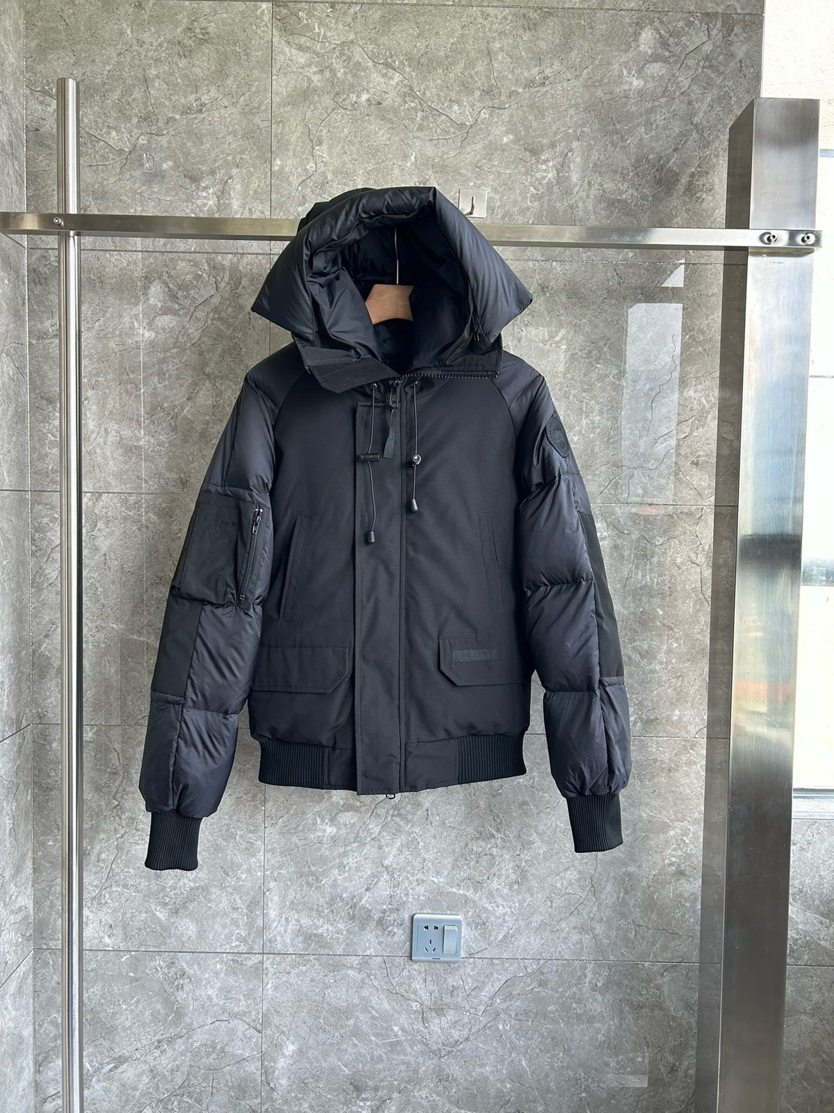 Black Nylon Hooded Puffer - Men's