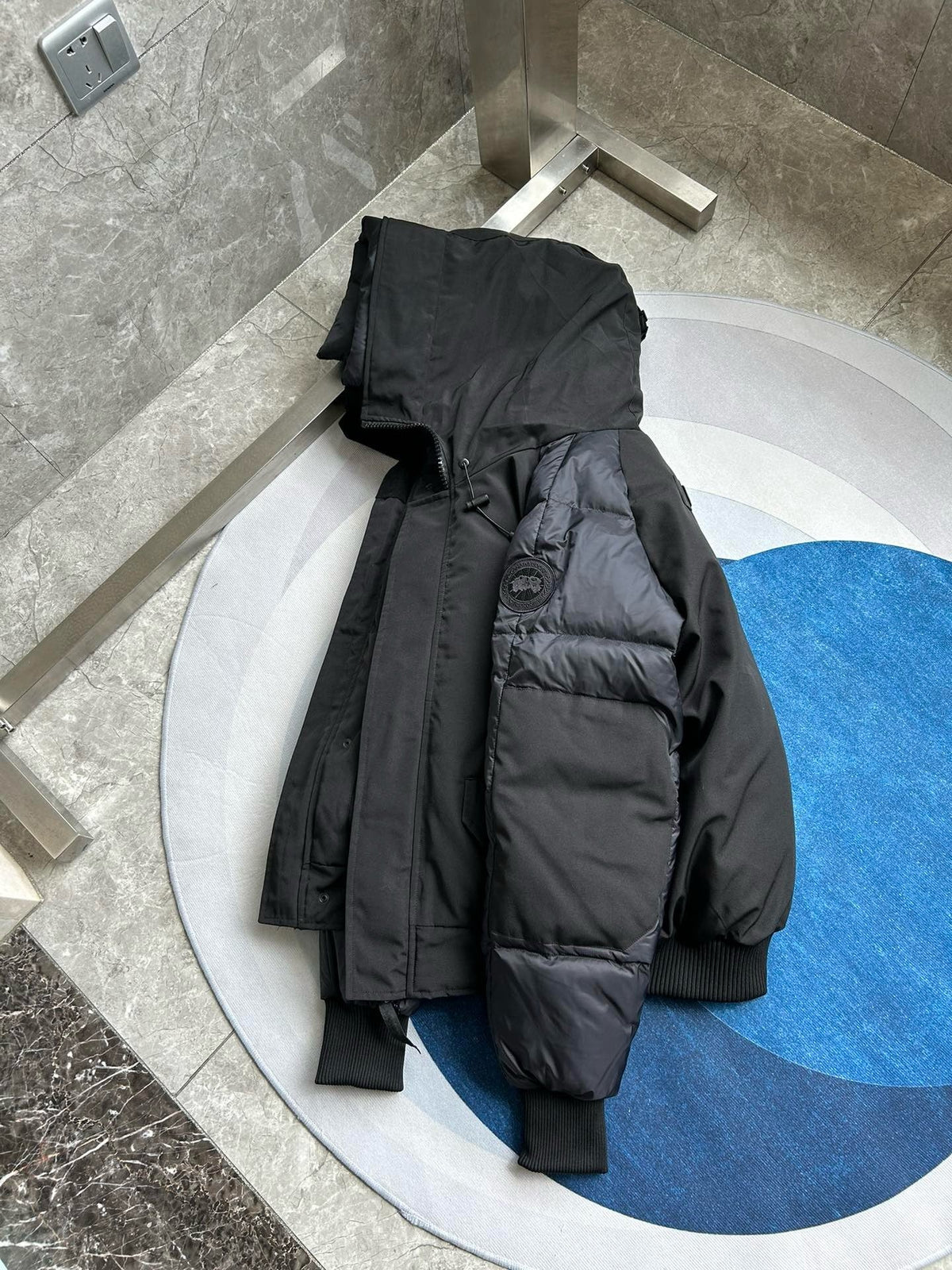 Black Nylon Hooded Puffer - Men's