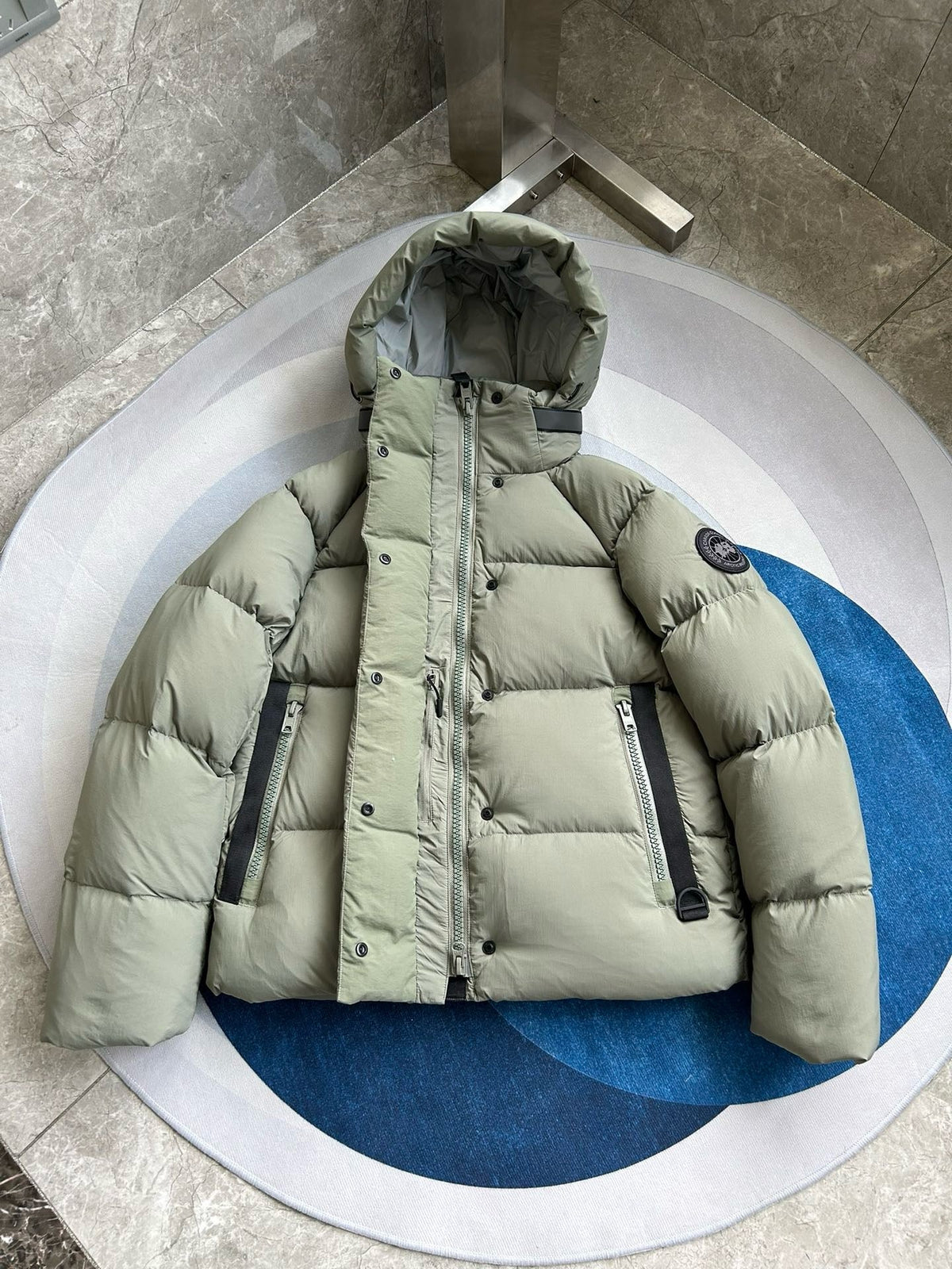 Black and White Puffer Jacket - Men's