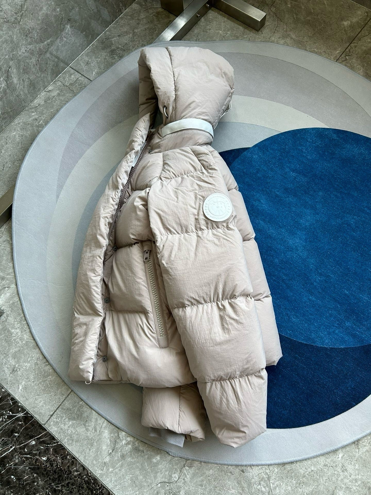Light Pink and White Puffer Jacket - Men's