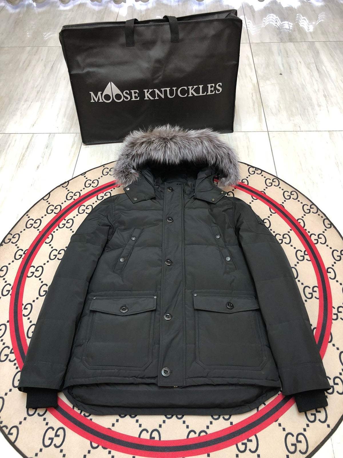 Black and White Parka - Men's