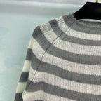 Grey Wool Striped Crewneck - Men's