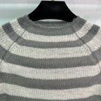 Grey Wool Striped Crewneck - Men's
