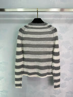 Grey Wool Striped Crewneck - Men's