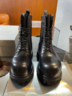 Black Suede Lace-Up Combat Boot - Men's