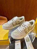 Cream Leather Logo Low-Top - Men's