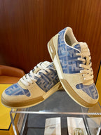 Cream Leather Logo Low-Top - Men's