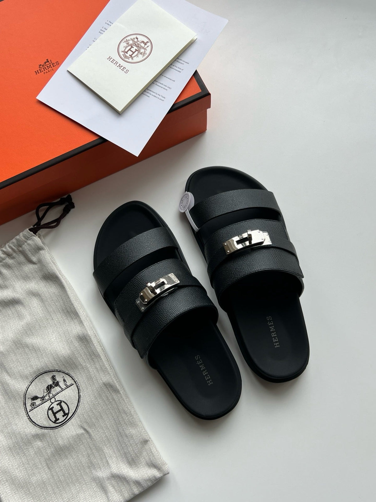 Black Leather Padded Double Strap - Men's