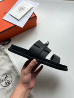 Black Leather Padded Double Strap - Men's