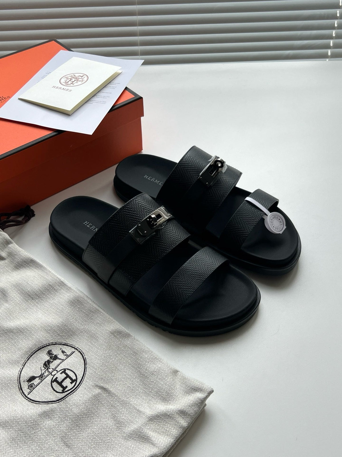 Black Leather Metal Buckle Double Strap - Men's