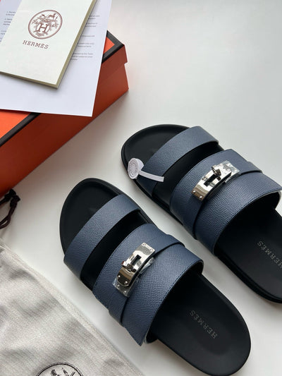 Black Leather Adjustable Double Strap - Men's