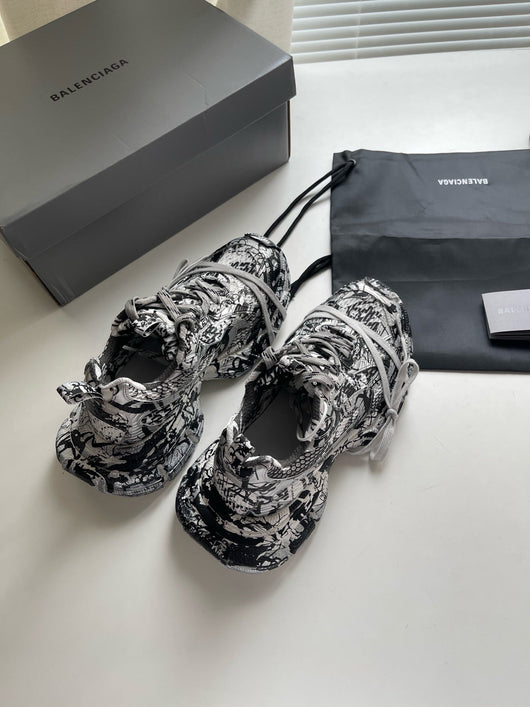 Caged Panel Runner Graffiti Sneakers