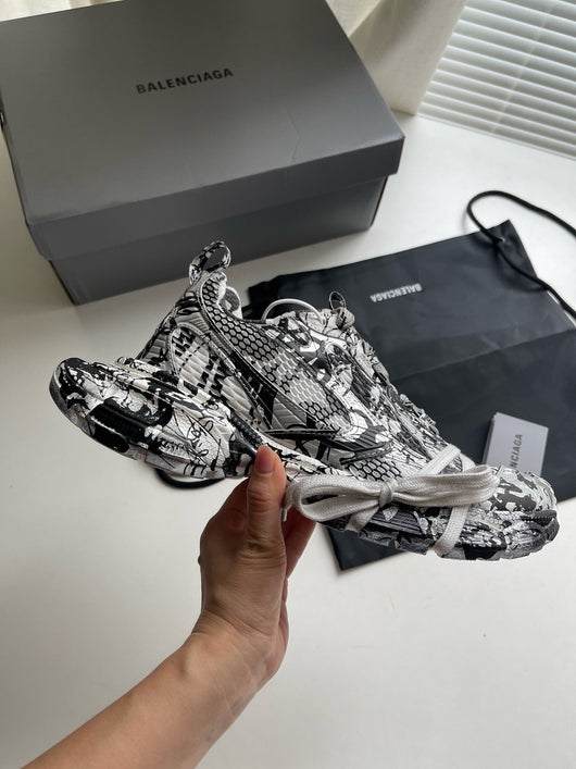 Caged Panel Runner Graffiti Sneakers