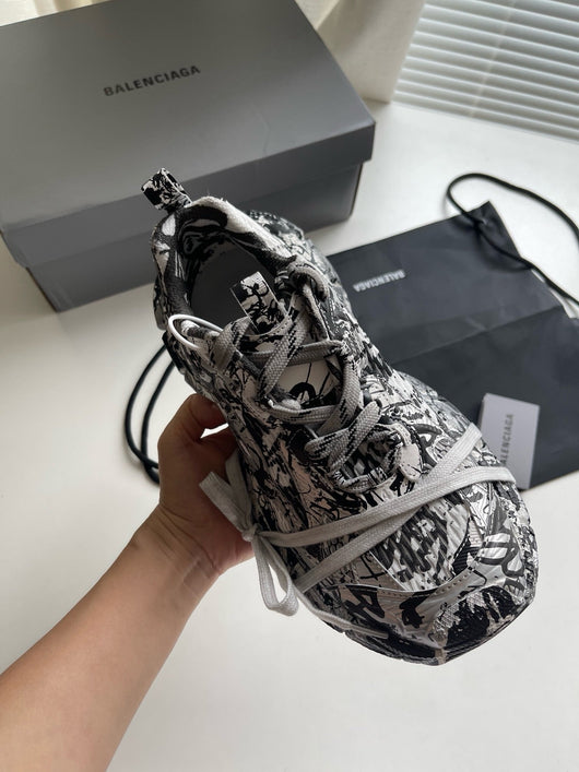 Caged Panel Runner Graffiti Sneakers