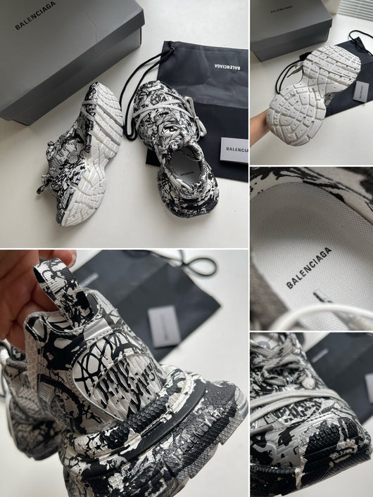 Caged Panel Runner Graffiti Sneakers