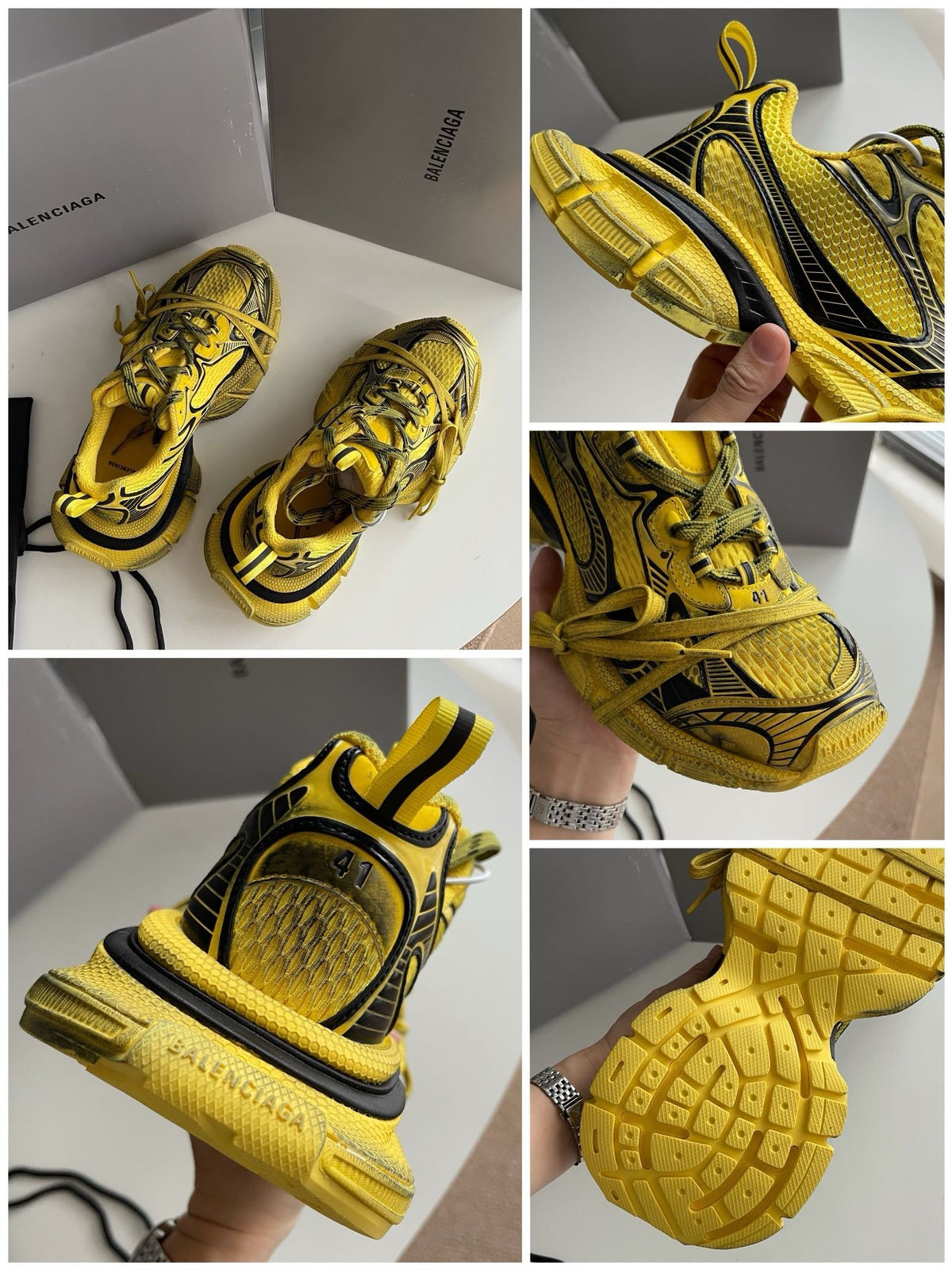 Caged Panel Runner Yellow Sneakers