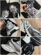 Caged Panel Runner Black and Silver Sneakers